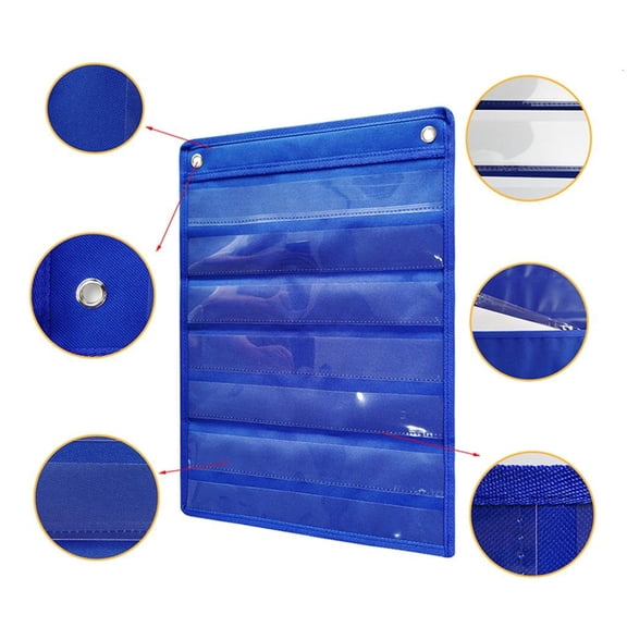 13x17Inch Magnetic Pocket Chart Set for Refrigerator Whiteboard Schedule Planner, 7-Layer Classroom Wall Hanging Chart