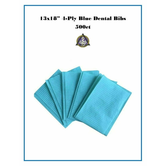 13x18" Disposable Dental Bibs 4-Ply 500CT Dental Bibs per Box Free Delivery