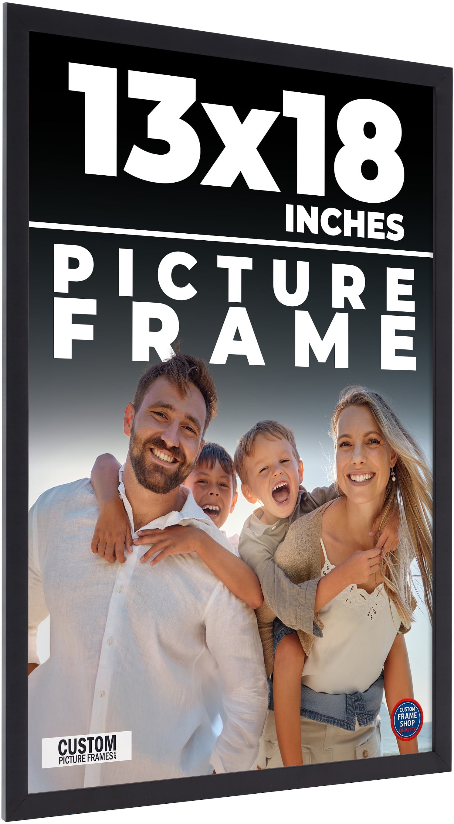 13x18 Frame Black Solid Wood Picture Frame | 0.75 Inch Moulding