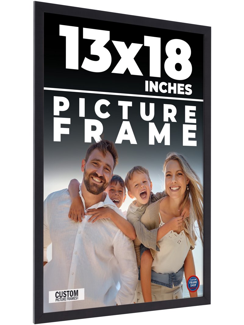 13x18 Frame Black Solid Wood Picture Frame | 0.75 Inch Moulding
