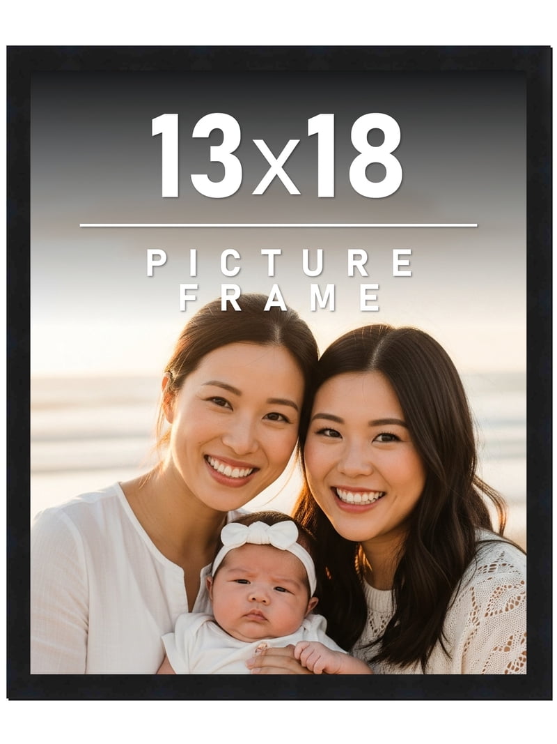13x18 Frame Black Solid Wood Picture Frame | 0.75 Inch Moulding