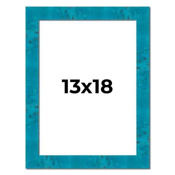 13x18 Frame Blue Teal Burl Wood Picture Frame | 1.75 Inch Moulding Width | Interior Frame Depth 0.5
