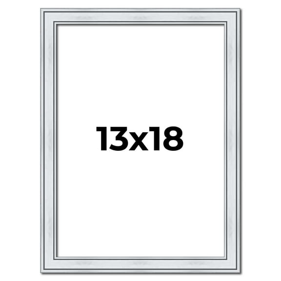 13x18 Frame Sterling Silver Solid Wood Picture Frame | 1.25 Inch Moulding Width | 0.75 Inch