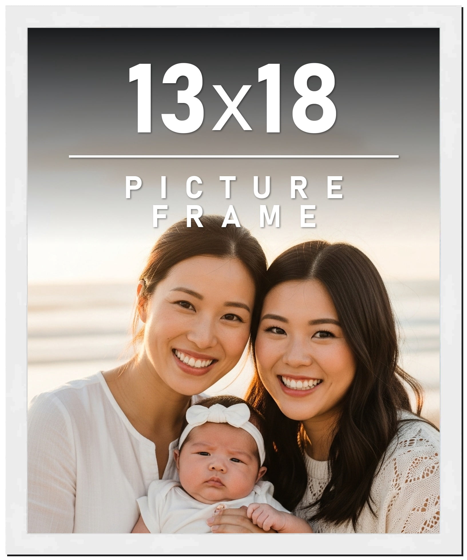 13x18 Frame Black Solid Wood Picture Frame | 0.75 Inch Moulding