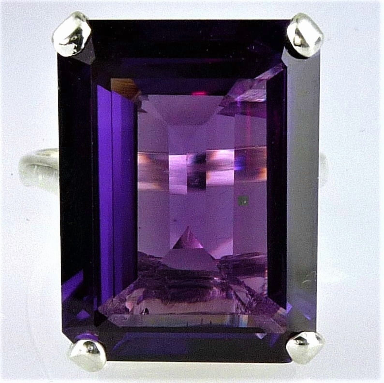 13x18 mm Natural Very Large Emerald Cut Amethyst Ring, BIG Gemstone ...