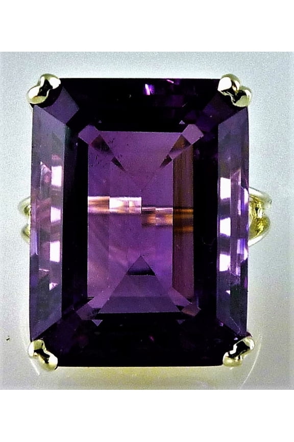 13x18 mm Natural Very Large Emerald Cut Amethyst Ring, BIG Gemstone Ring, 16 Carats February Birthstone, Handmade Item for Gift