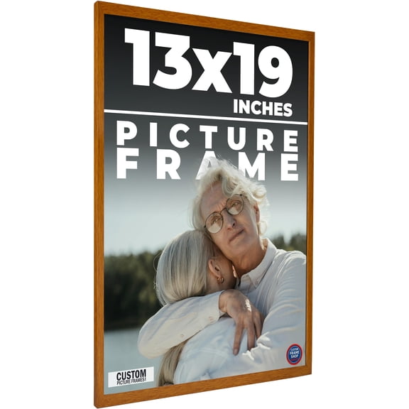 13x19 - 13 x 19 Honey Pecan Flat Solid Wood Frame with UV Framer's Acrylic & Foam Board Backing -