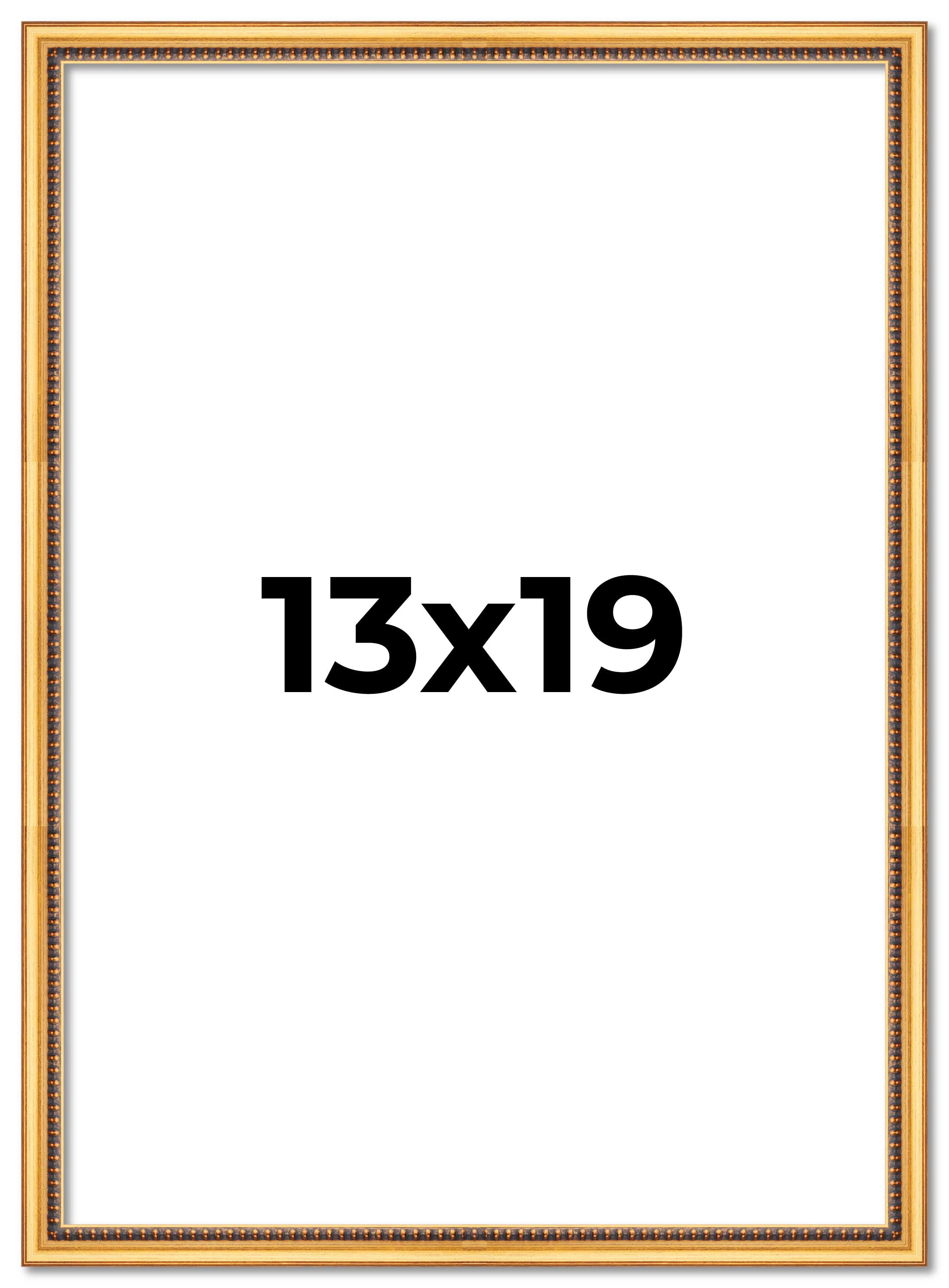 13x19 Frame Beaded Gold Solid Wood Picture Frame | 0.75 Inches Moulding ...