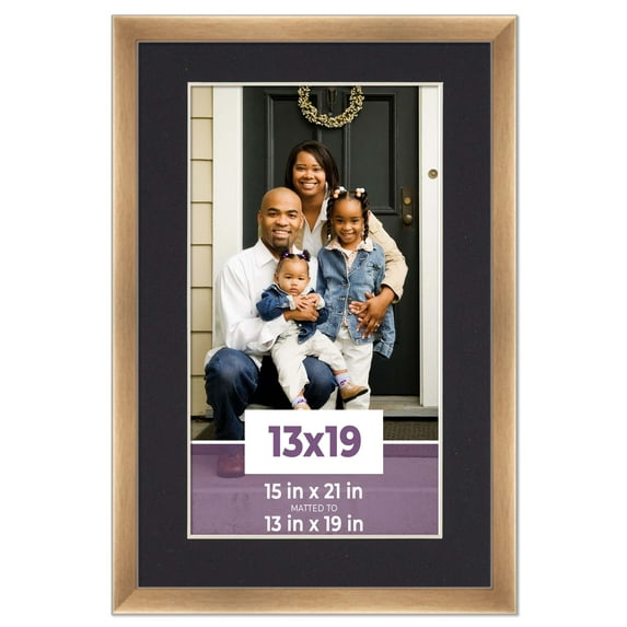 13x19 Frame Bronze With Black Picture Mat For 13x19 Photo - Bronze 15x21 Frame To Display Print or