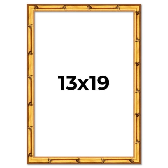 13x19 Frame Gold Bamboo Picture Frame - Complete Modern Photo Frame Includes UV Acrylic Shatter
