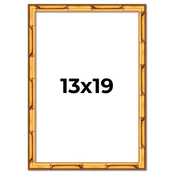 13x19 Frame Gold Bamboo Solid Wood Picture Frame | 1 Inch Moulding Width | Interior Frame Depth