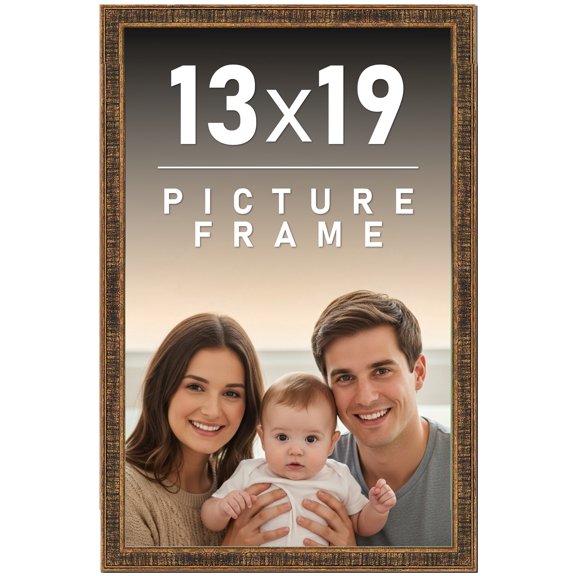 13x19 Frame Gold Picture Frame - Complete Modern Photo Frame Includes UV Acrylic Shatter Guard