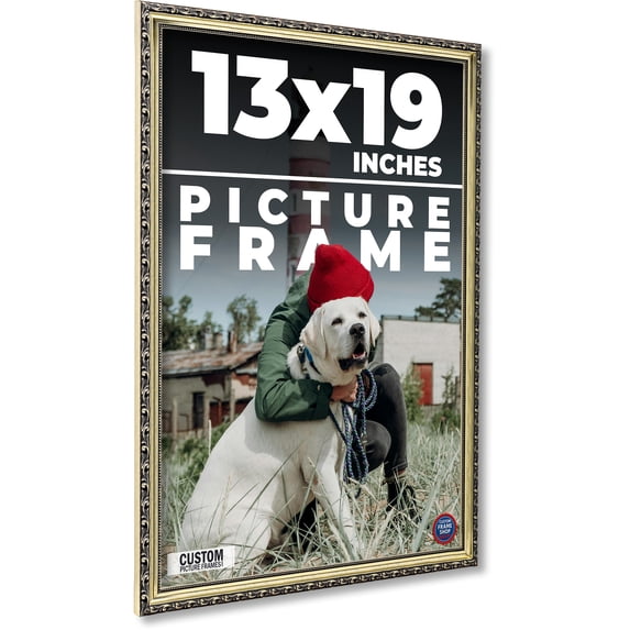 13x19 Frame Silver Solid Wood Picture Frame Width 1.125 Inches | Interior Frame Depth 0.375 Inches