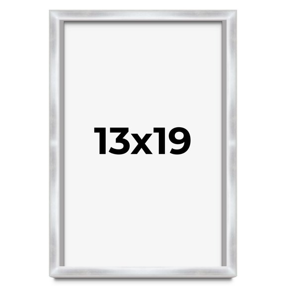 13x19 Frame Silver Whitewashed Wood Grain Solid Wood Shadow Box | 0.75 Inch Moulding Width | 0.75