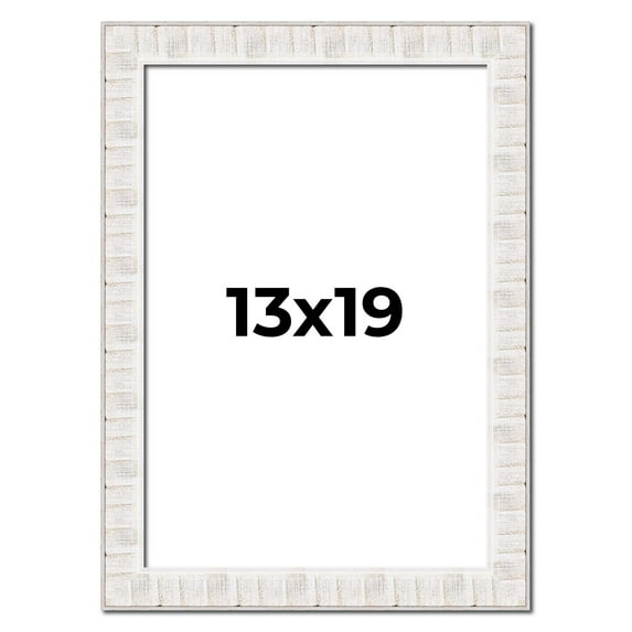 13x19 Frame White Sonoma Rustic Wood Picture Frame | 1.5 Inch Moulding Width | Complete with UV