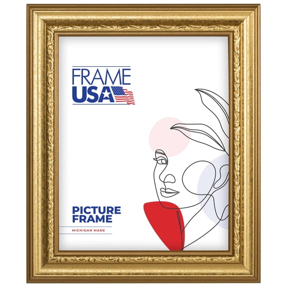 13x19 Picture Frame  Gold American Value 795 Style 12382-1081-138, 1.5 Inch Wood Moulding, Includes Plexiglass and Backing Wall Display Frame for Art, Posters, or Photos  Frame USA