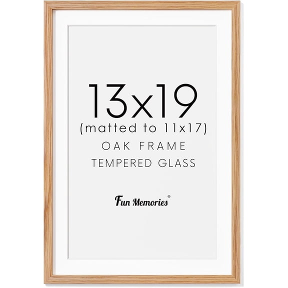 13x19 Picture Frame, Solid Oak Wood Frame 13 x 19 Frame for Wall, 13"x19" Photo Frame with Tempered Real Glass, 13x19 Picture Frame Matted to 11x17, Rustic Wooden 13x19 Poster Frame