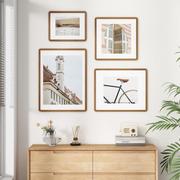 13x19 Poster Frame | Solid Oak Wood 13x19 Picture Frame | 13 x 19 Picture Frame With Mat For 11x17 | Tempered Glass And Hanging Hardware Included | 13 by 19 Photo Frame, Walnut, 1 Pack