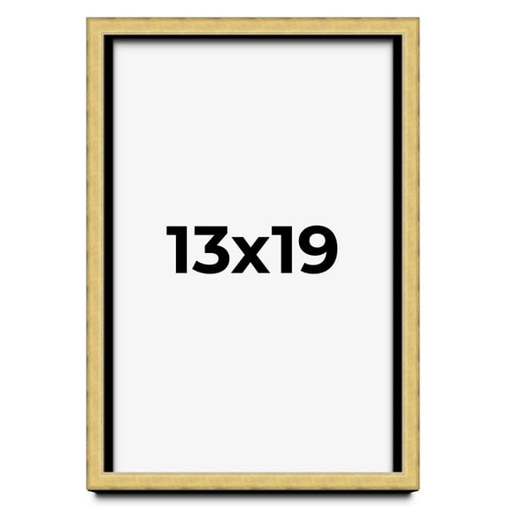 13x19 Shadow Box Frame Gold | 1.375 Inches Deep Real Wood Contemporary Shadowbox Display Frame | UV