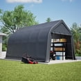 thumbnail image 1 of 13x20 FT Heavy Duty Carport, Portable Garage Canopy with Steel Frame & Roll-Up Door, Round Style Outdoor Storage Shed for Car, Truck, Boat, Patio, Anti-Snow Waterproof, Grey, 1 of 9