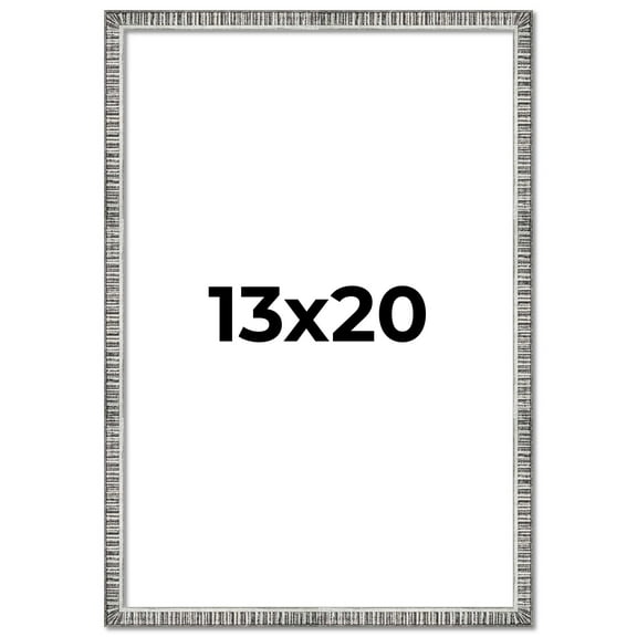 13x20 Frame Silver Grey Distressed Solid Wood Picture Frame | 0.75 Inch Moulding Width | Interior
