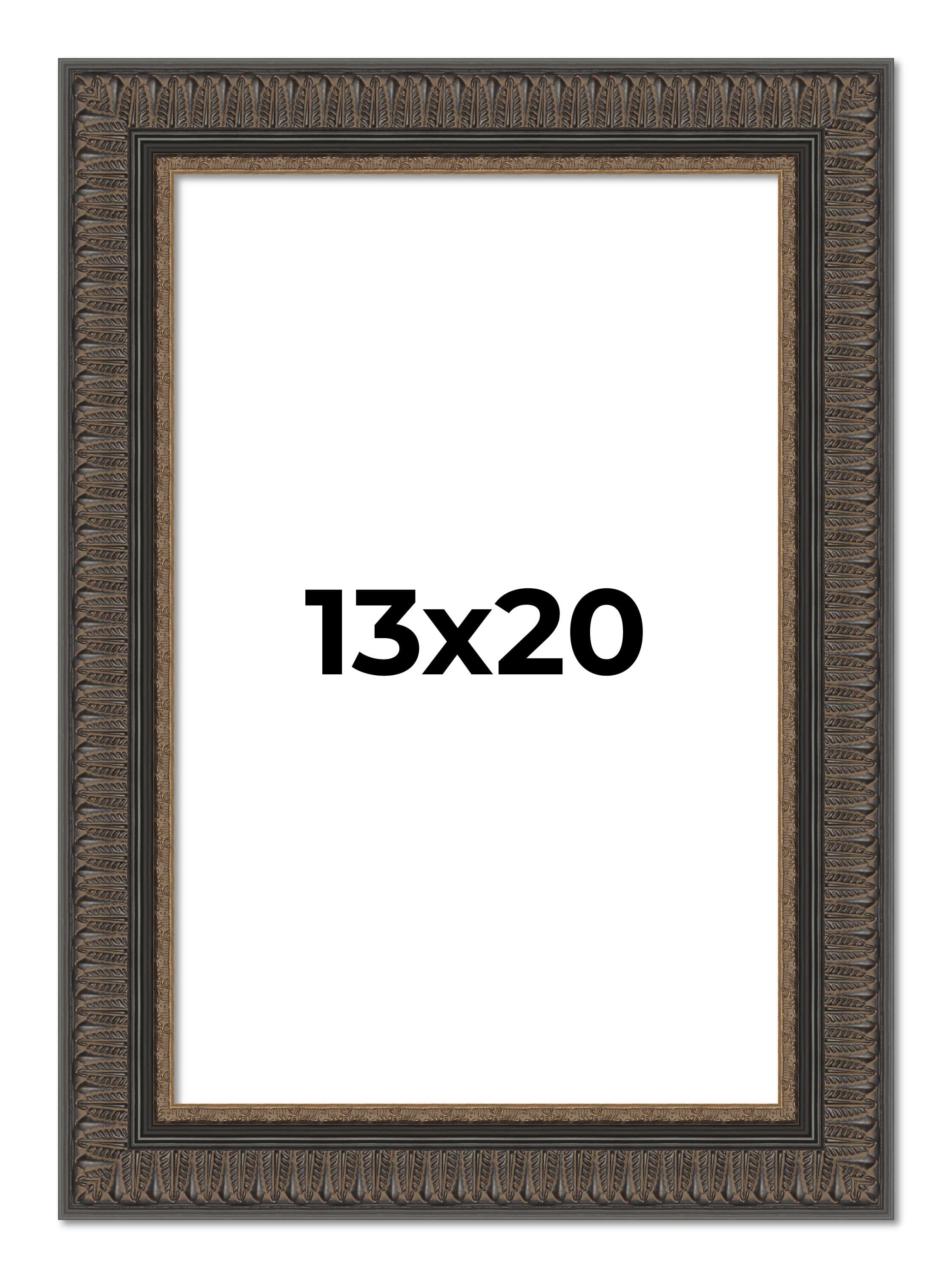 13x20 Museum Brown Picture Frame - UV Acrylic, Foam Board Backing ...