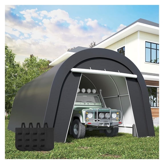 13x20 Portable Carport Garage with 4 Sandbags, Heavy Duty Steel Frame, 2 Roll Up Doors, Outdoor Storage for Vehicles