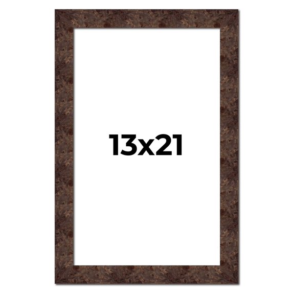 13x21 Frame Brown Burl Real Wood Picture Frame Width 1.625 Inches | Interior Frame Depth 0.5 Inches