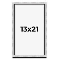 13x21 Frame Brushed Silver Solid Wood Picture Frame | 0.75 Inch Moulding Width | Rabbet Depth 0.75