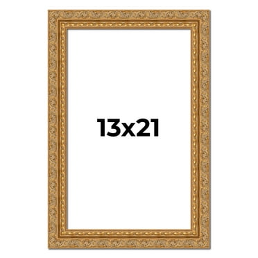 13x21 Frame Gold Ornate Solid Wood Picture Frame | 2 Inch Moulding Width | Firman Traditional Photo