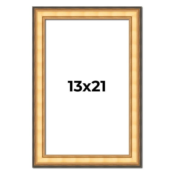 13x21 Frame Gold Plein Aire Solid Wood Picture Frame Width 2 Inches | Interior Frame Depth 0.5
