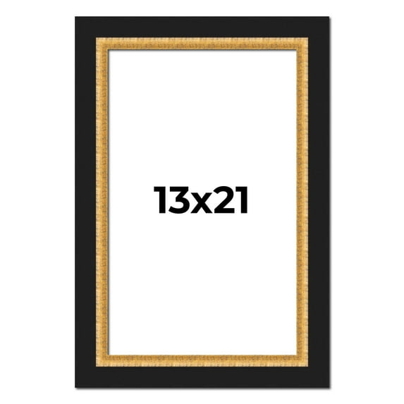 13x21 Frame Gold Real Wood Picture Frame Width 2.25 Inches | Interior Frame Depth 0.5 Inches |