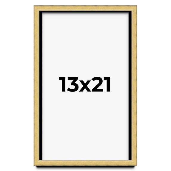 13x21 Shadow Box Frame Gold | 1.375 Inches Deep Real Wood Contemporary Shadowbox Display Frame | UV