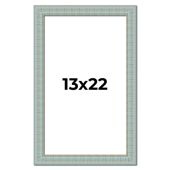 13x22 Frame Blue Teal Distressed Solid Wood Picture Frame | 1.625 Inch Moulding Width | Sonoma Blue