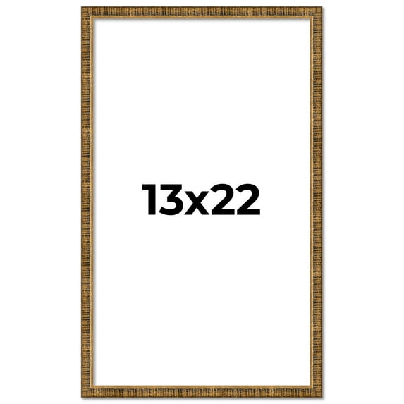 13x22 Frame Gold Solid Wood Picture Frame - Complete Modern Photo Frame Includes UV Acrylic
