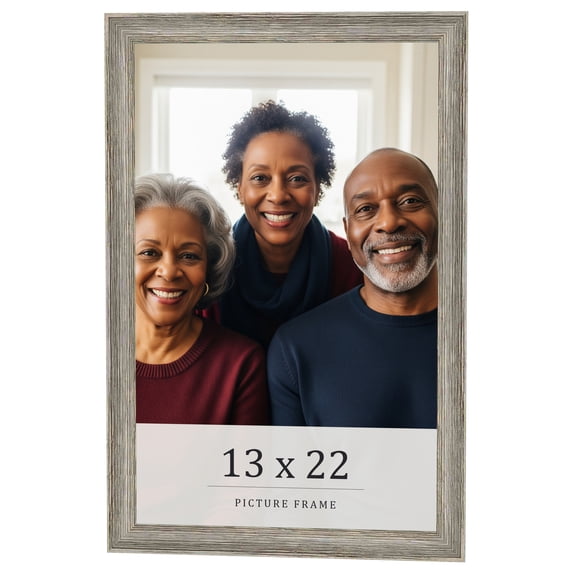 13x22 Frame Grey Solid Wood Picture Frame Width 1 Inches | Interior Frame Depth 0.5 Inches |