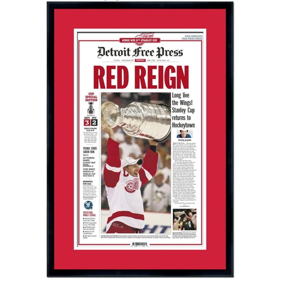 13x22 Newspaper Frame - with Red and White Double Mat - Made to Display Newspapers Measuring 13x22