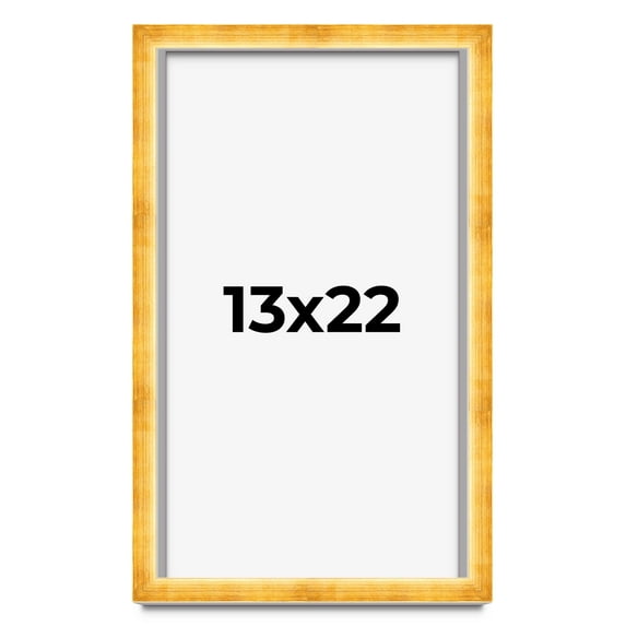 13x22 Shadow Box Frame Gold | 1.625 Inches Deep Real Wood Traditional Shadowbox Display Frame | UV