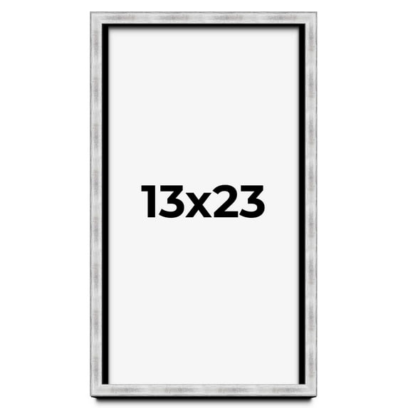 13x23 Frame Brushed Silver Solid Wood Picture Frame | 0.75 Inch Moulding Width | Rabbet Depth 0.75