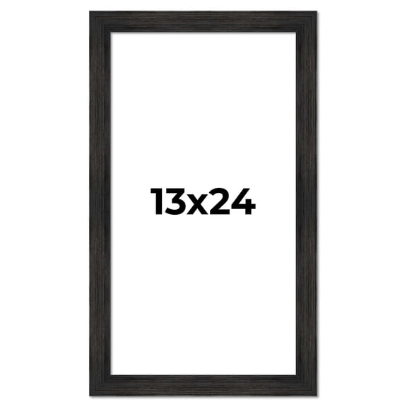 13x24 Frame Black Rustic Barnwood Solid Wood Picture Frame | 1.5 Inch Moulding Width | Includes UV