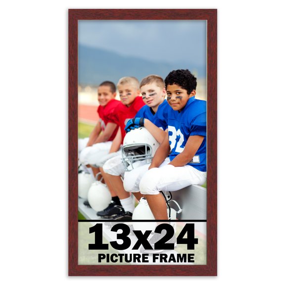 13x24 Frame Brown Mahogany Solid Wood Picture Frame Includes UV Acrylic Plexiglass, Acid Free Foam