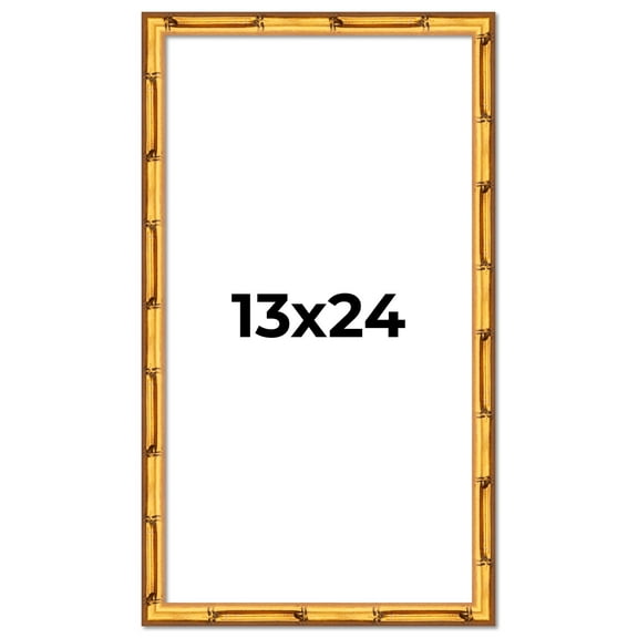13x24 Frame Gold Bamboo Picture Frame - Complete Modern Photo Frame Includes UV Acrylic Shatter