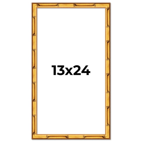 13x24 Frame Gold Bamboo Solid Wood Picture Frame | 1 Inch Moulding Width | Interior Frame Depth