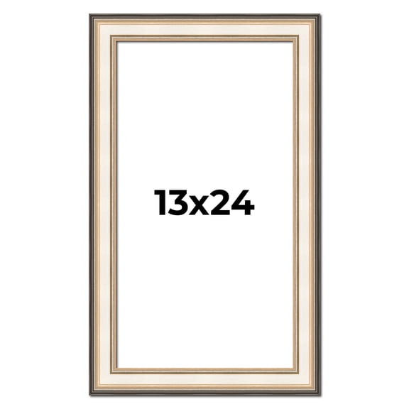 13x24 Frame Gold Silver Plein Aire 2" Inch Wide Moulding Solid Wood Picture Frame | Modena