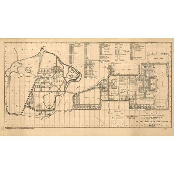 13x24in Laminated US Naval Academy Photographic Print Art Print Poster Political Topographical and Physical Maps of USA Annapolis, Maryland 1924