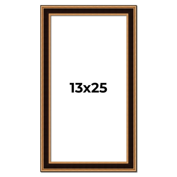 13x25 Frame Gold Brown Plein Air Vintage Solid Wood Picture Frame | 1.75 Inches Moulding Width |