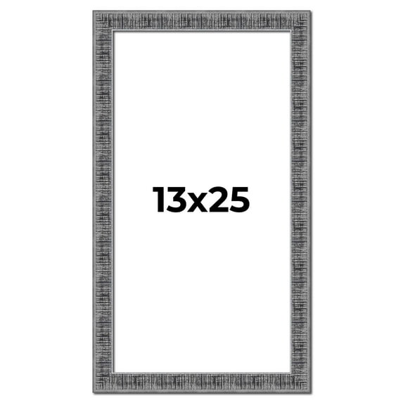 13x25 Frame Silver Black Rustic Sonoma Solid Wood Picture Frame | 1.5 Inch Moulding Width |
