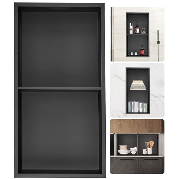 13x25 " Shower Wall Niche,304 Stainless Steel Recessed Double Shelf,Waterproof Rustproof Bathroom Storage for Soap and Shower Essentials