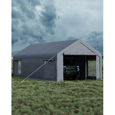 13x25FT Heavy Duty Carport Canopy, Extra Large Portable Car Tent Garage with Roll-up Windows and All-Season Tarp Cover, for Car, SUV, Boats & Truck Shelter