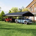 thumbnail image 1 of 13x26.5 FT Heavy Duty Metal Carport, Outdoor Garage Car Shelter with Galvanized Metal Roof and Reinforced Steel Frame, Weather-Resistant Canopy for Car, Boats and Truck, Dark Gray, 1 of 9